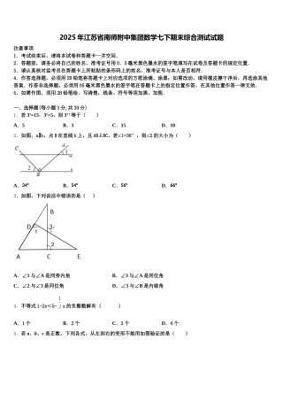 2025年江苏省南师附中集团数学七下期末综合测试试题含解析