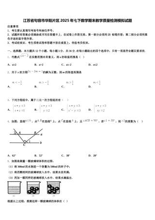 江苏省句容市华阳片区2025年七下数学期末教学质量检测模拟试题含解析