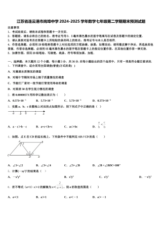 江苏省连云港市岗埠中学2024-2025学年数学七年级第二学期期末预测试题含解析