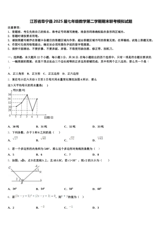 江苏省阜宁县2025届七年级数学第二学期期末联考模拟试题含解析