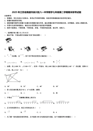 2025年江苏省南通市崇川区八一中学数学七年级第二学期期末联考试题含解析