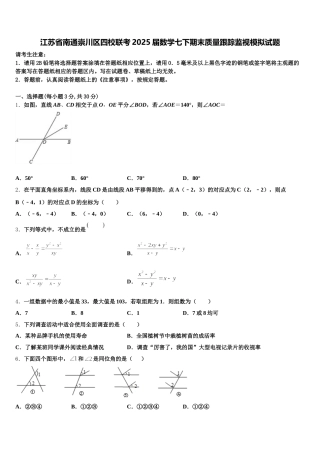 江苏省南通崇川区四校联考2025届数学七下期末质量跟踪监视模拟试题含解析