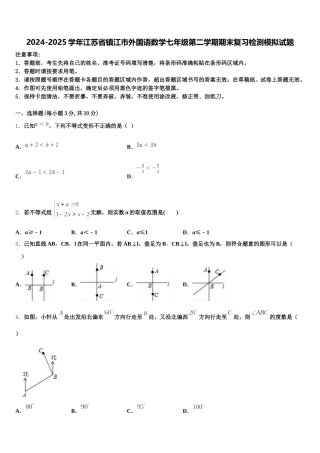 2024-2025学年江苏省镇江市外国语数学七年级第二学期期末复习检测模拟试题含解析