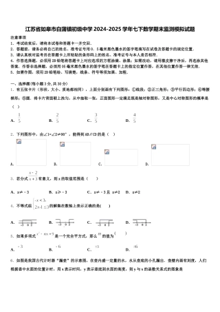 江苏省如皋市白蒲镇初级中学2024-2025学年七下数学期末监测模拟试题含解析