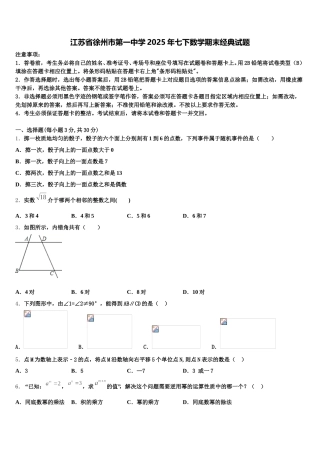 江苏省徐州市第一中学2025年七下数学期末经典试题含解析
