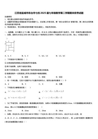 江苏省盐城市东台市七校2025届七年级数学第二学期期末统考试题含解析