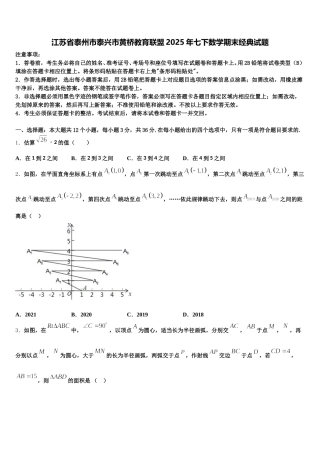 江苏省泰州市泰兴市黄桥教育联盟2025年七下数学期末经典试题含解析