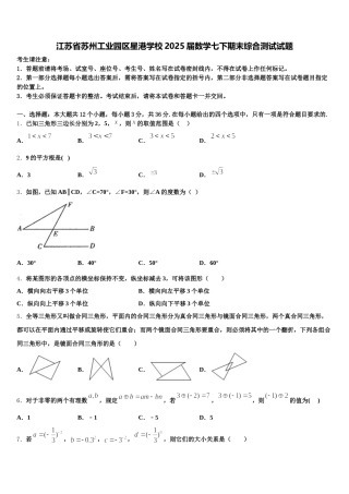 江苏省苏州工业园区星港学校2025届数学七下期末综合测试试题含解析