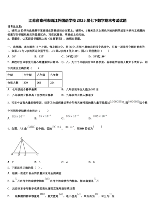 江苏省泰州市靖江外国语学校2025届七下数学期末考试试题含解析