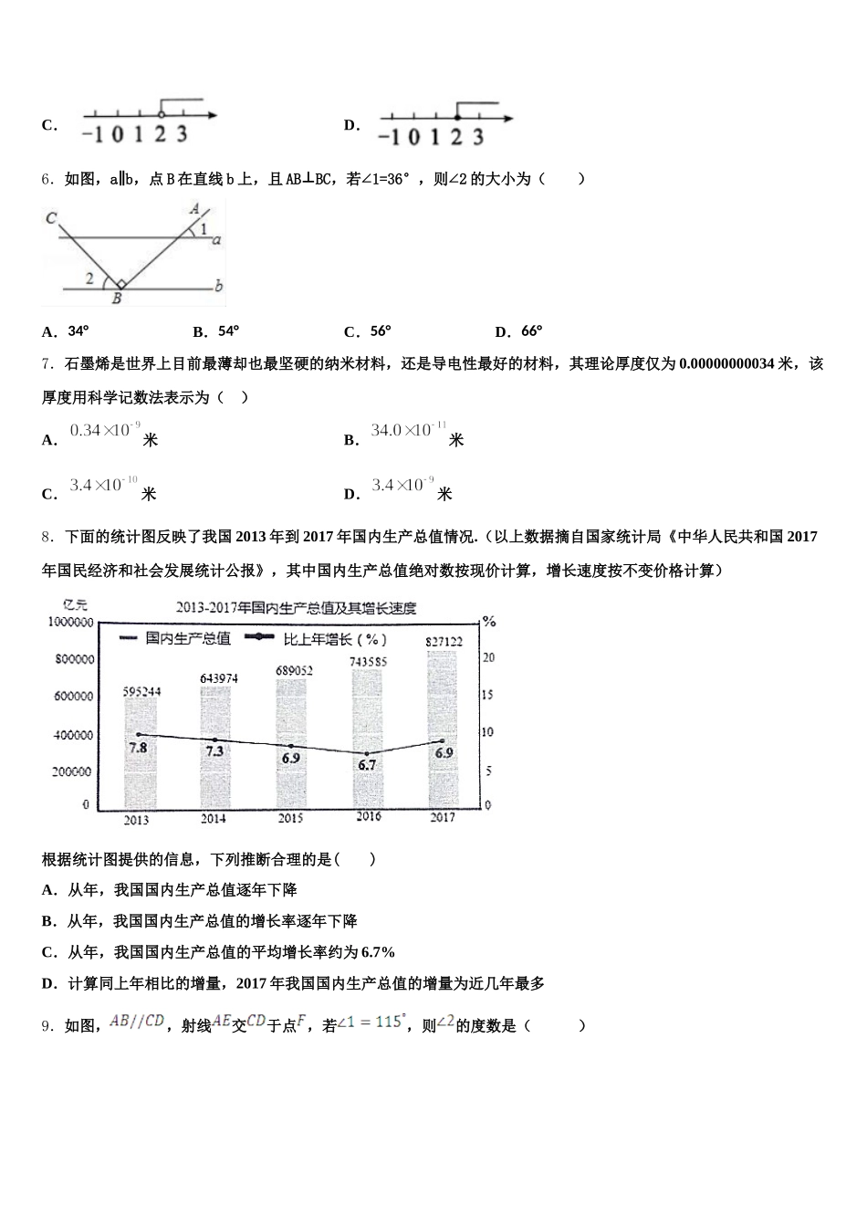 江苏省无锡市积余中学2024-2025学年七年级数学第二学期期末监测试题含解析_第2页