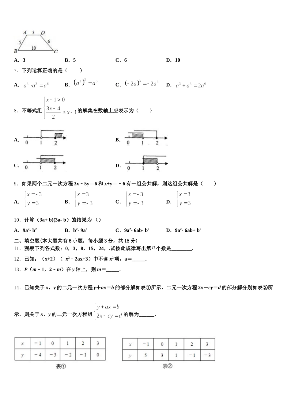 苏州市振华中学2024-2025学年七下数学期末综合测试模拟试题含解析_第2页