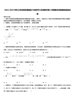 2024-2025学年江苏省南京建邺区六校联考七年级数学第二学期期末质量跟踪监视试题含解析