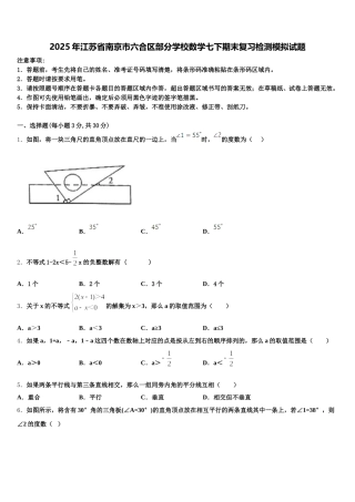 2025年江苏省南京市六合区部分学校数学七下期末复习检测模拟试题含解析