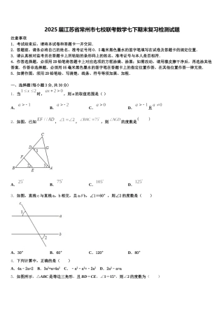 2025届江苏省常州市七校联考数学七下期末复习检测试题含解析