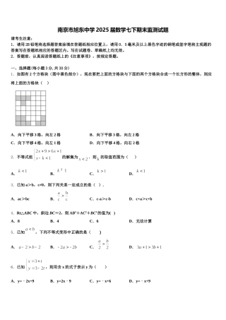 南京市旭东中学2025届数学七下期末监测试题含解析