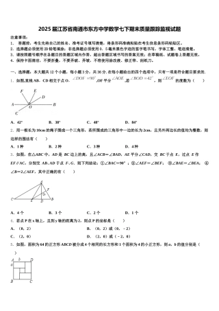 2025届江苏省南通市东方中学数学七下期末质量跟踪监视试题含解析