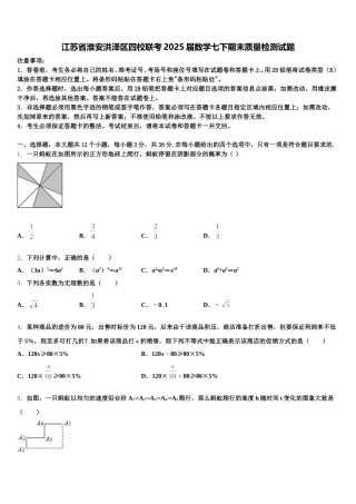 江苏省淮安洪泽区四校联考2025届数学七下期末质量检测试题含解析