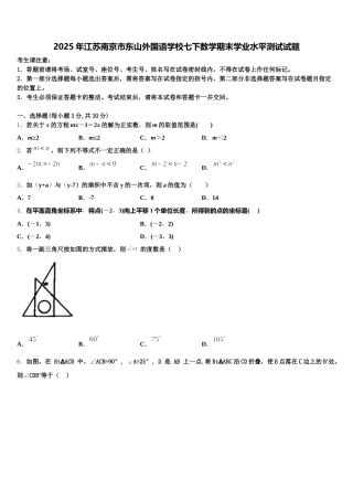 2025年江苏南京市东山外国语学校七下数学期末学业水平测试试题含解析