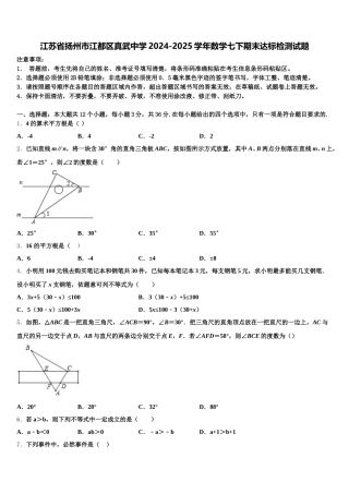江苏省扬州市江都区真武中学2024-2025学年数学七下期末达标检测试题含解析
