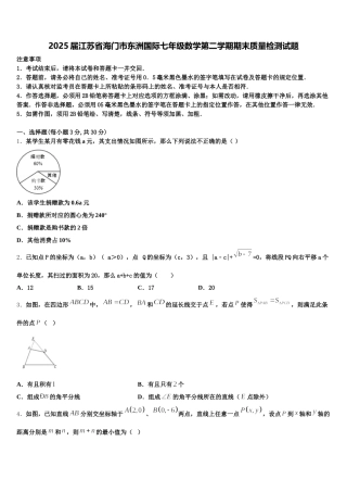 2025届江苏省海门市东洲国际七年级数学第二学期期末质量检测试题含解析