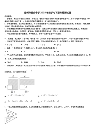 苏州市重点中学2025年数学七下期末检测试题含解析