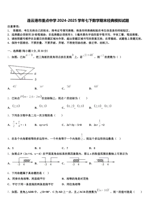 连云港市重点中学2024-2025学年七下数学期末经典模拟试题含解析
