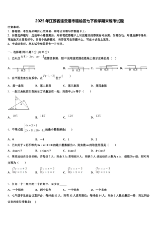 2025年江苏省连云港市赣榆区七下数学期末统考试题含解析