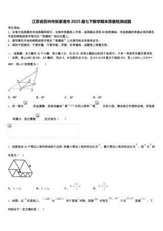 江苏省苏州市张家港市2025届七下数学期末质量检测试题含解析