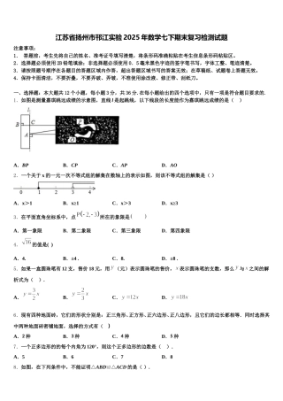 江苏省扬州市邗江实验2025年数学七下期末复习检测试题含解析