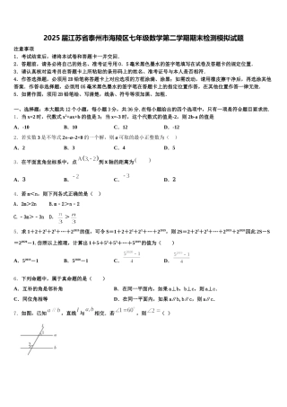 2025届江苏省泰州市海陵区七年级数学第二学期期末检测模拟试题含解析