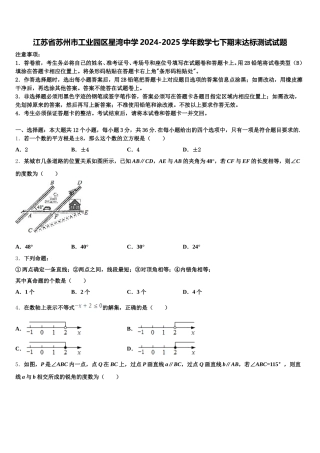 江苏省苏州市工业园区星湾中学2024-2025学年数学七下期末达标测试试题含解析