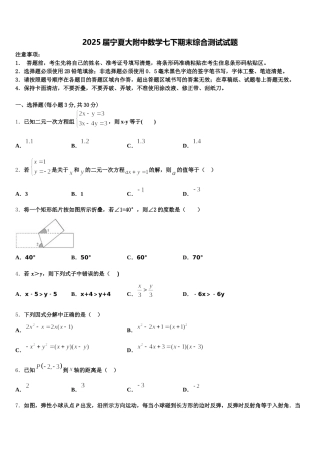 2025届宁夏大附中数学七下期末综合测试试题含解析