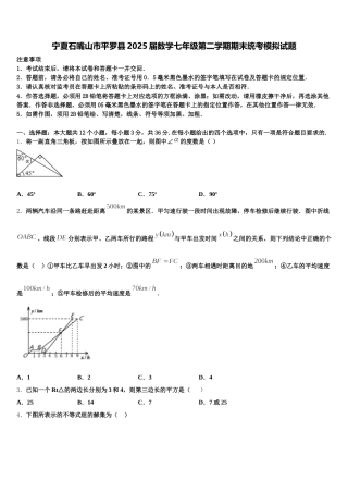宁夏石嘴山市平罗县2025届数学七年级第二学期期末统考模拟试题含解析