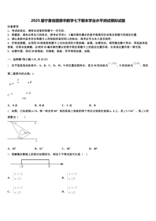 2025届宁夏省固原市数学七下期末学业水平测试模拟试题含解析