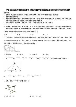 宁夏吴忠市红寺堡区回民中学2025年数学七年级第二学期期末达标检测模拟试题含解析
