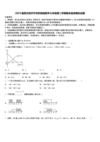 2025届贵州省毕节市黔西县数学七年级第二学期期末监测模拟试题含解析