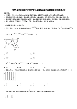2025年贵州省铜仁市碧江区七年级数学第二学期期末检测模拟试题含解析