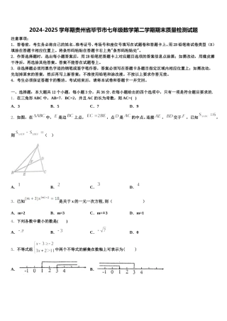 2024-2025学年期贵州省毕节市七年级数学第二学期期末质量检测试题含解析