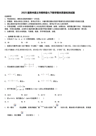 2025届贵州遵义市桐梓县七下数学期末质量检测试题含解析