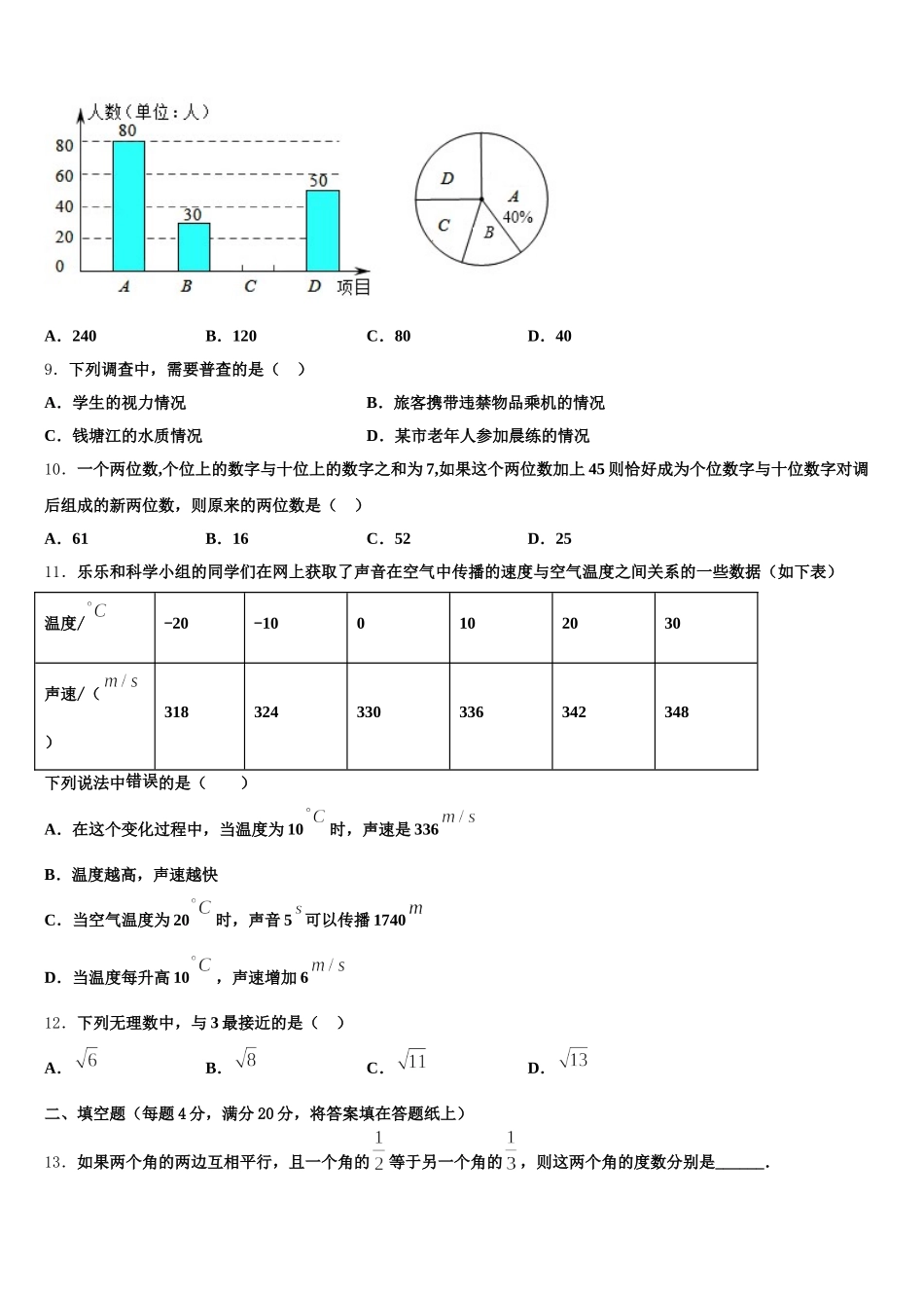 2025年贵州省六盘水市名校数学七下期末调研试题含解析_第3页