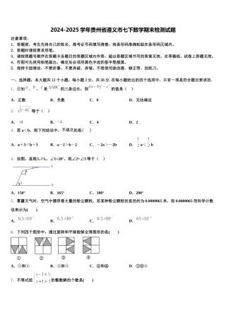 2024-2025学年贵州省遵义市七下数学期末检测试题含解析