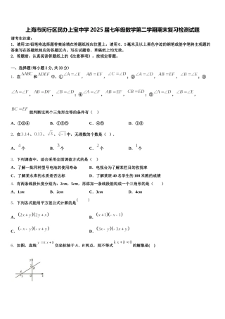 上海市闵行区民办上宝中学2025届七年级数学第二学期期末复习检测试题含解析