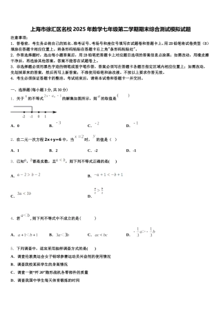 上海市徐汇区名校2025年数学七年级第二学期期末综合测试模拟试题含解析