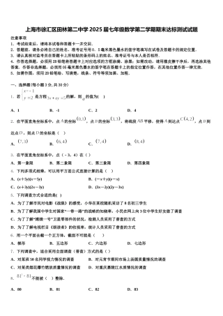 上海市徐汇区田林第二中学2025届七年级数学第二学期期末达标测试试题含解析