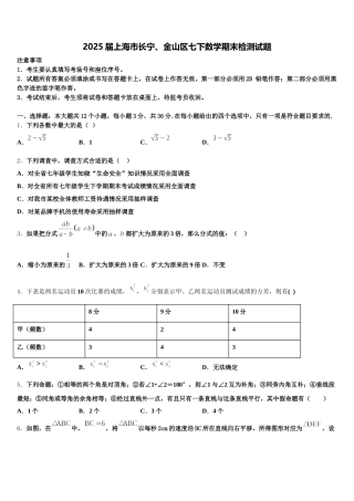 2025届上海市长宁、金山区七下数学期末检测试题含解析