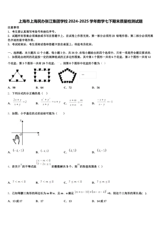 上海市上海民办张江集团学校2024-2025学年数学七下期末质量检测试题含解析