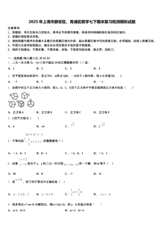 2025年上海市静安区、青浦区数学七下期末复习检测模拟试题含解析