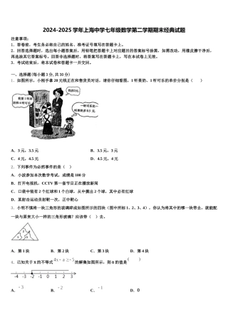 2024-2025学年上海中学七年级数学第二学期期末经典试题含解析