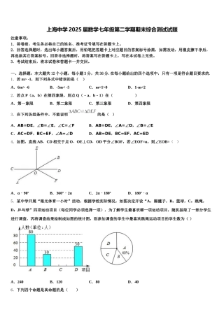 上海中学2025届数学七年级第二学期期末综合测试试题含解析