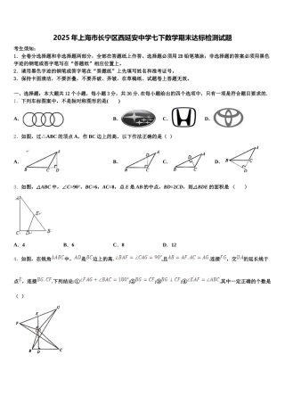 2025年上海市长宁区西延安中学七下数学期末达标检测试题含解析